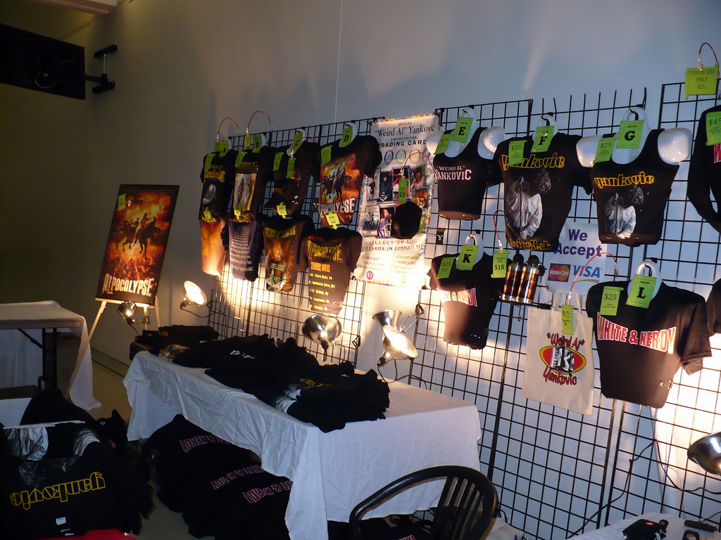Merch table for Weird Al Yankovich